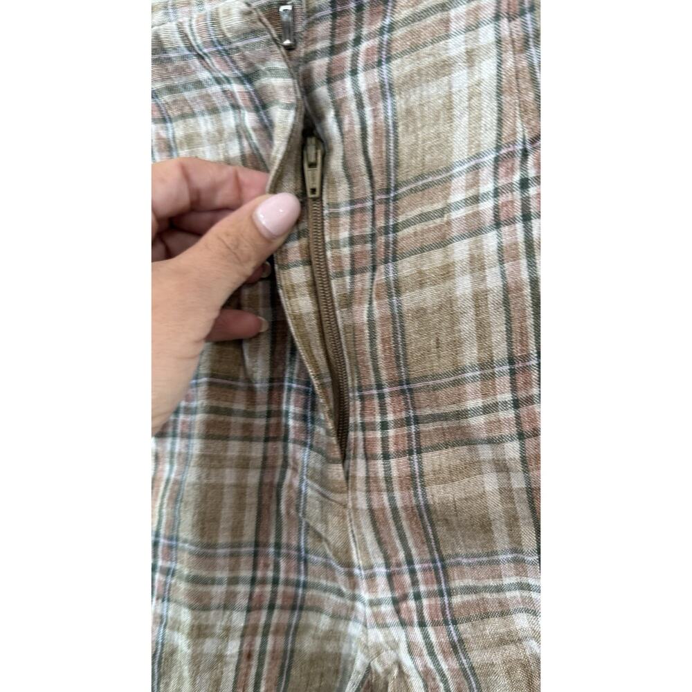 Veronica Beard Jazmin Short Size 4 Plaid Sage Multi Linen Flat Front $378 - Picture 4 of 12